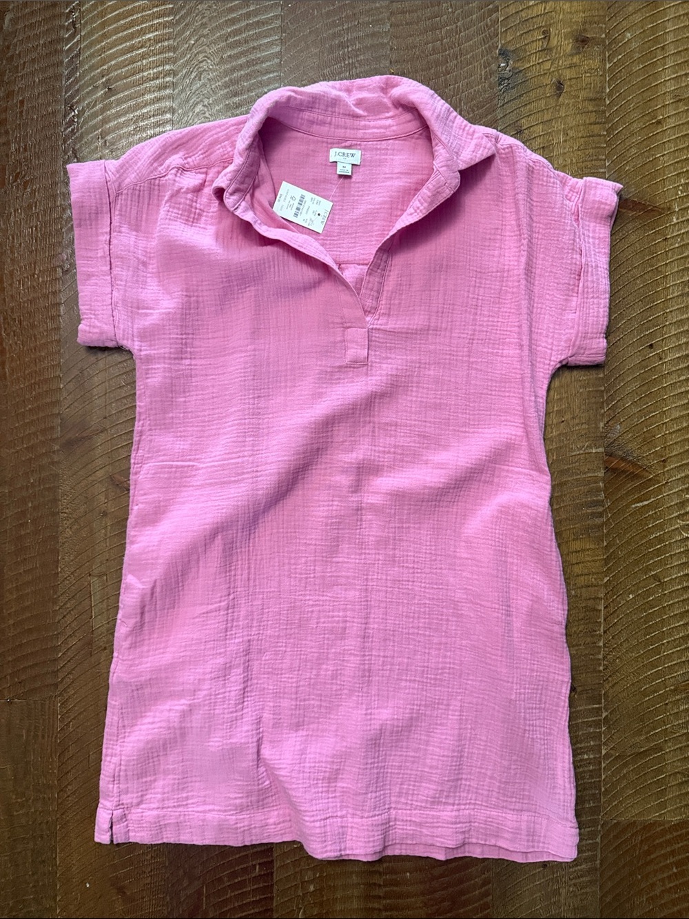 J. Crew Pink Cotton Gauze Polo Tunic